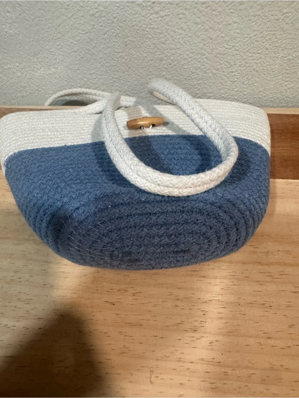 Woven Two-Tone White and Blue Rope Tote beach Bag